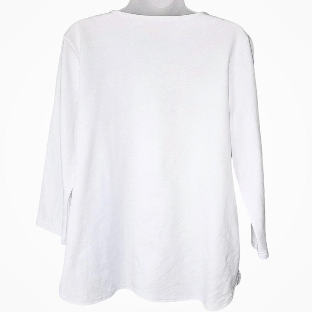 Bob Mackie Wearable Art Embroidered Floral Womans White Tunic Size L - Picture 3 of 6